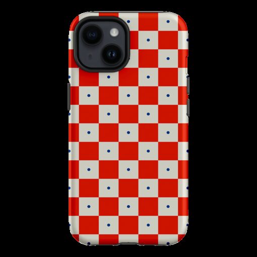 Checkers Scarlet with Cobalt Matte Case
