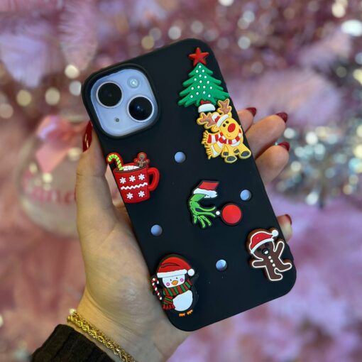 Christmas Jibbitz Black Phone Case