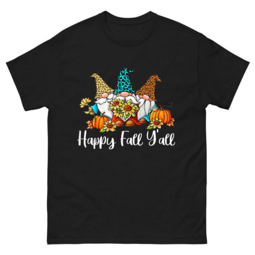 Happy Fall Y’all Leopard Pumpkin Autumn Gnomes Shirt