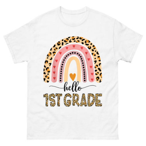 Hello 1st Grade Teacher Leopard Shirt