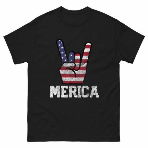 Merica Rock Sign 4th of July Shirt