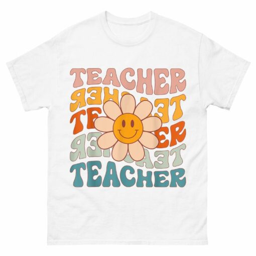Retro Teacher Daisy Colorful Shirt