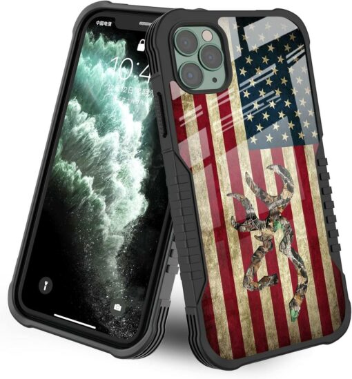American Flag Phone Case Cool Camo Deer Leaf