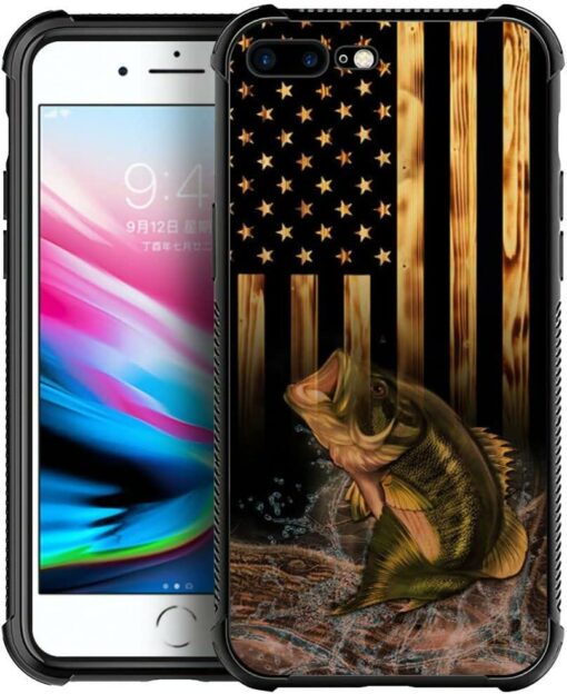 American Flag Phone Case Fish And USA Flag