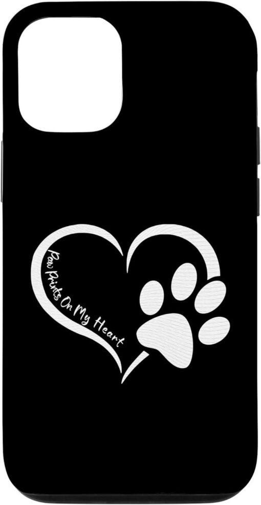 Dog On Phone Case Dog Paw Prints On My Heart