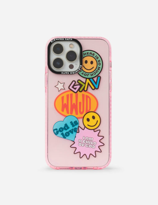 Elevated Faiths Phone Case Pink Sticker Collage