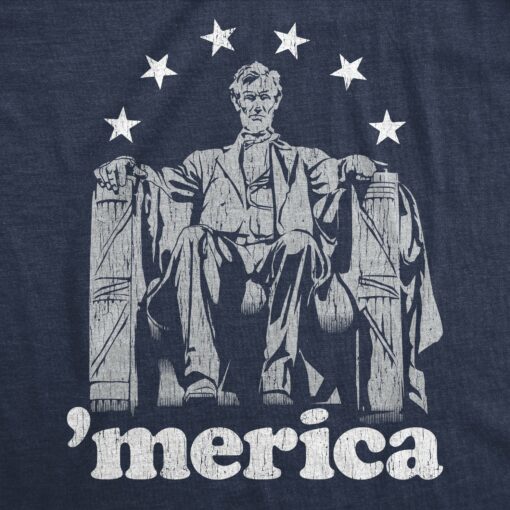 Mens Abe Lincoln ‘Merica tshirt Funny 4th of July USA Patriotic Graphic Novelty Tee