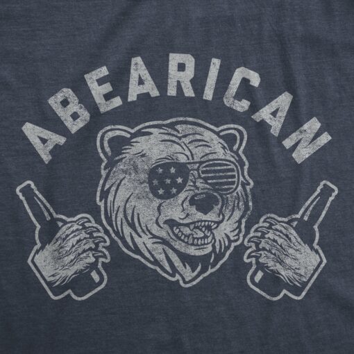 Mens Abearican Tshirt Funny Beer Drinking 4th Of July Party Bear Graphic Tee