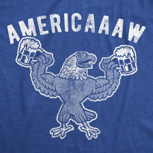 Mens Americaaaw Tshirt Funny 4th Of July Merica Bald Eagle Beer Drinking Graphic Party Tee