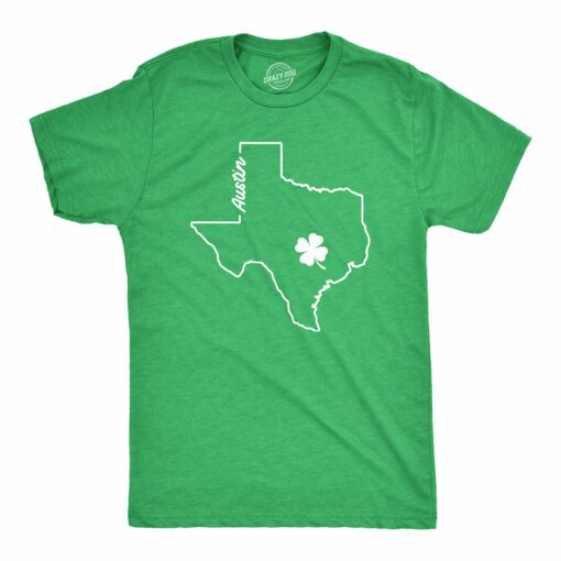 Mens Austin Texas Saint Patrick’s Tshirt Funny St. Paddy’s Day Parade Novelty Graphic Tee For Guys