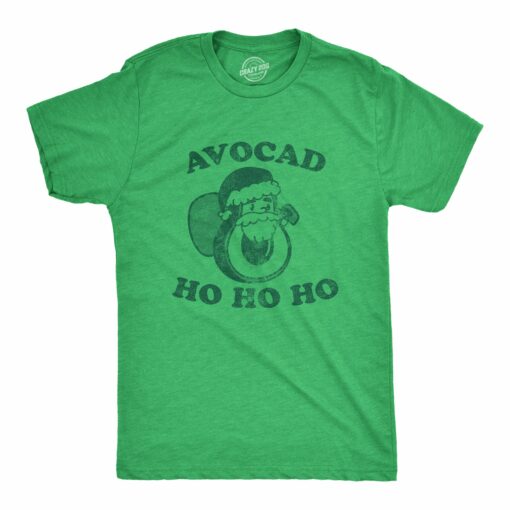 Mens Avocad Ho Ho Ho T Shirt Funny Xmas Avocado Santa Claus Tee For Guys