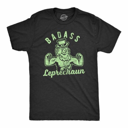 Mens Badass Leprechaun Tshirt Funny Fitness Workout St Patricks Day Irish Graphic Tee