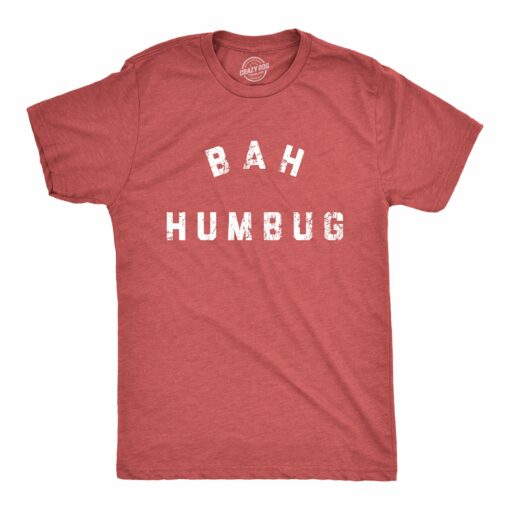 Mens Bah Humbug T Shirt Funny Ebeneezer Scrooge Xmas Party Tee For Guy