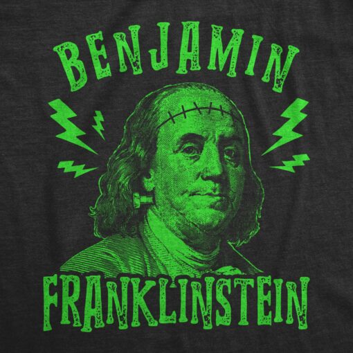 Mens Benjamin Franklinstein Tshirt Funny Halloween Frankenstein Ben Franklin USA Graphic Tee