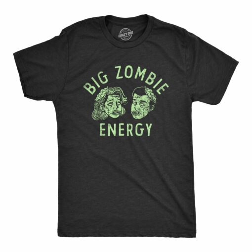 Mens Big Zombie Energy T Shirt Funny Halloween Spooky Undead Vibes Tee For Guys