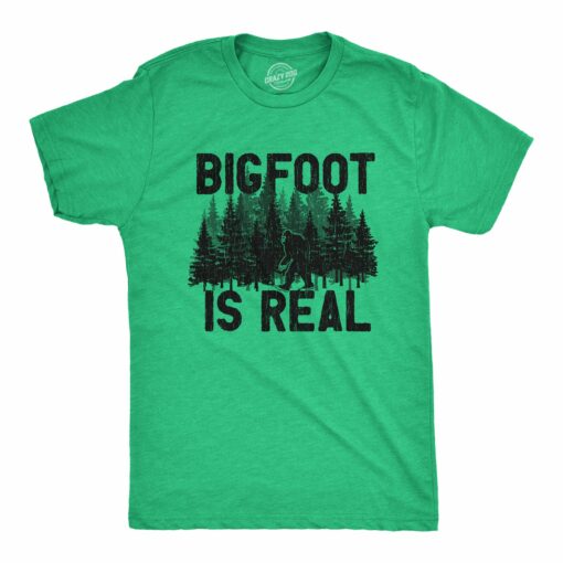 Mens Bigfoot Is Real T Shirt Funny Awesome Sasquatch Believer Outdoors Tee For Guys