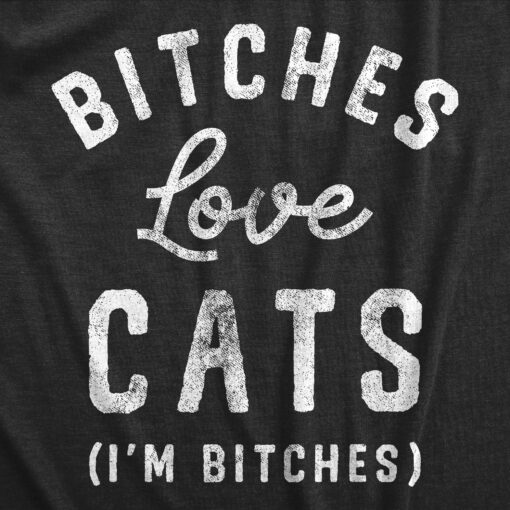 Mens Bitches Love Cats T Shirt Funny Sarcastic Kitten Lovers Text Graphic Joke Tee For Guys