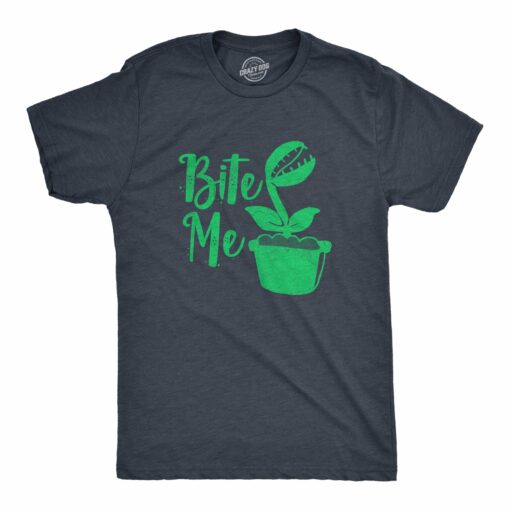 Mens Bite Me T Shirt Funny Venus Fly Trap Carnivorous Plants Joke Tee For Guys