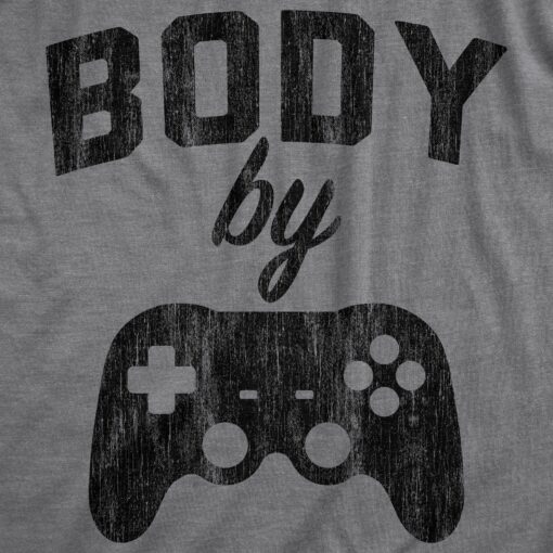 Mens Body By Video Games Tshirt Funny Gamer Fitness Sarcastic Exercise Tee