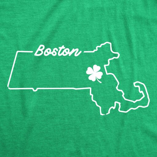 Mens Boston Massachusetts Saint Patrick’s Tshirt Funny St. Paddy’s Day Parade Novelty Graphic Tee For Guys