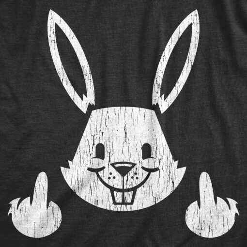 Mens Bunny Giving the Finger T shirt Funny Easter Graphic Cool Novelty Tee