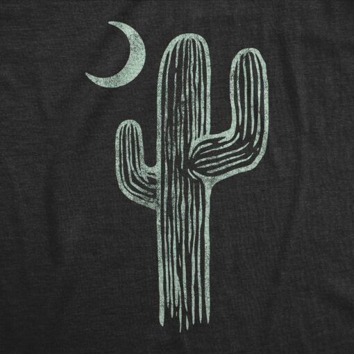 Mens Cactus Moon Tshirt Cute Desert Night Graphic Novelty Tee