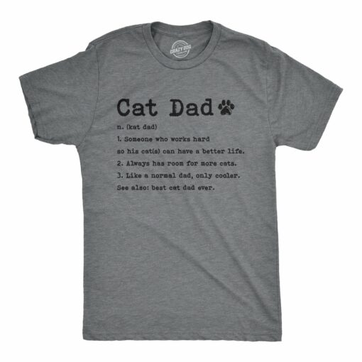 Mens Cat Dad Definition Tshirt Funny Father’s Day Pet Kitty Animal Lover Graphic Tee