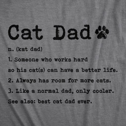 Mens Cat Dad Definition Tshirt Funny Father’s Day Pet Kitty Animal Lover Graphic Tee