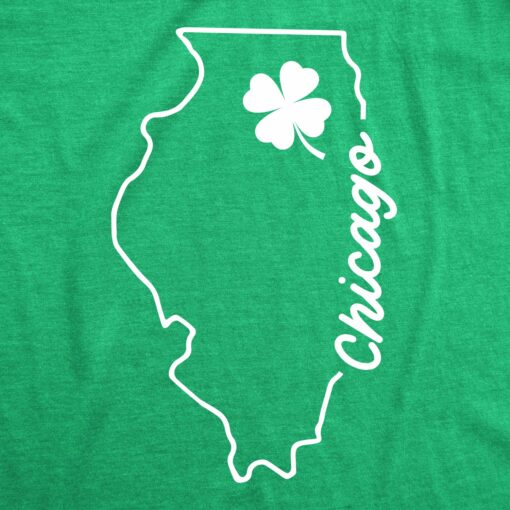 Mens Chicago Illinois Saint Patrick’s Tshirt Funny St. Paddy’s Day Parade Novelty Graphic Tee For Guys