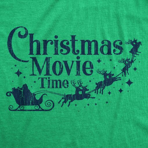 Mens Christmas Movie Time Tshirt Funny Holiday Tradition Santa Claus Graphic Novelty Tee