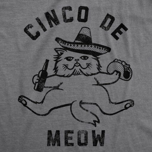 Mens Cinco De Meow Funny Cat T-Shirt Hilarious Graphic Tee