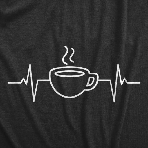 Mens Coffee Heart Beat T Shirt Funny Cool Caffeine Lovers Cup Tee For Guys