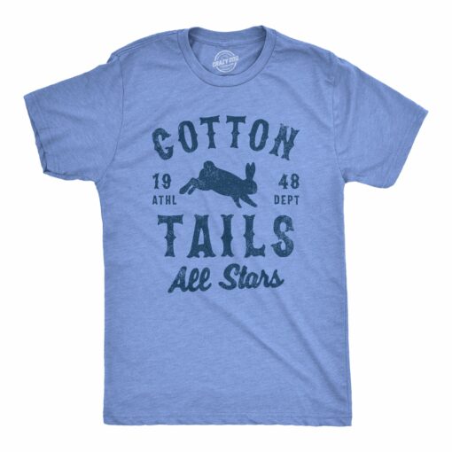 Mens Cotton Tails All Stars T Shirt Funny Easter Sunday Bunny Team Tee For Guys