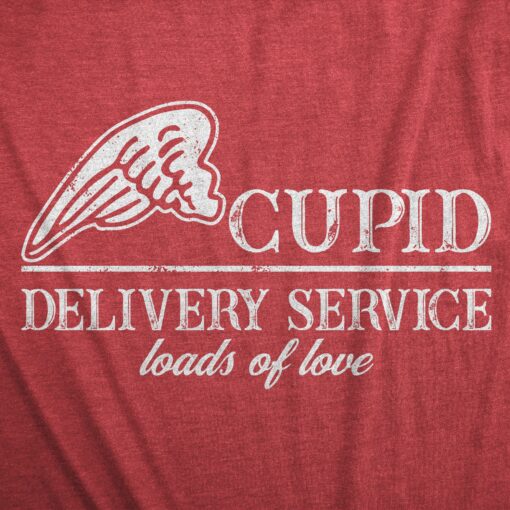 Mens Cupid Delivery Service Loads Of Love T Shirt Funny Valentines Day Logistics Joke Tee For Guys