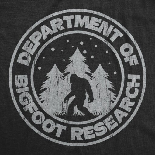 Mens Department Of Bigfoot Research T Shirt Funny Sasquatch Search Tee For Guys
