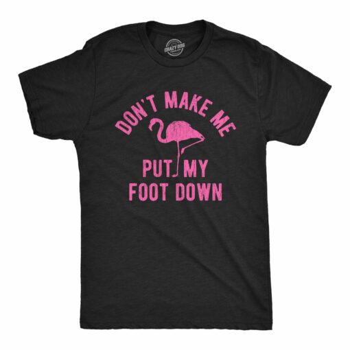 Mens Don’t Make Me Put My Foot Down Tshirt Funny Flamingo Sarcastic Parenting Tee
