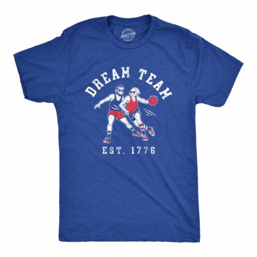 Mens Dream Team 1776 T Shirt Funny George Washington Abe Lincoln Graphic Tee For Guys