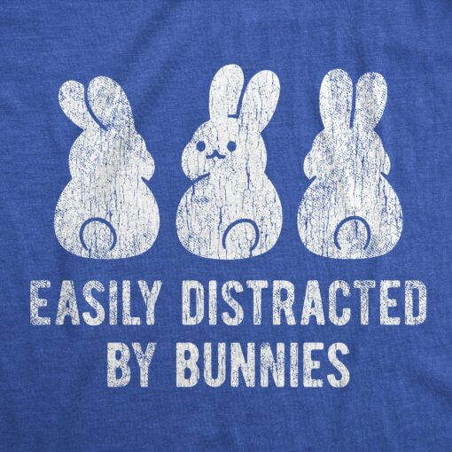 Mens Easily Distracted By Bunnies T shirt Funny Rabbit Party Gift for Basket