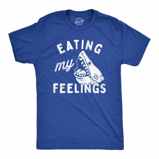 Mens Eating My Feelings T Shirt Funny Shark Bite Joke Tee For Guys