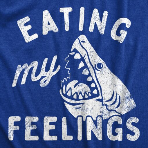 Mens Eating My Feelings T Shirt Funny Shark Bite Joke Tee For Guys