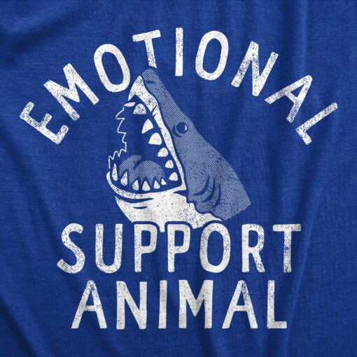 Mens Emotional Support Animal T Shirt Funny Scary Shark Attack Joke Tee For Guys