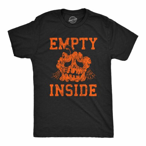 Mens Empty Inside T Shirt Funny Halloween Rotting Jack O Lantern Tee For Guys