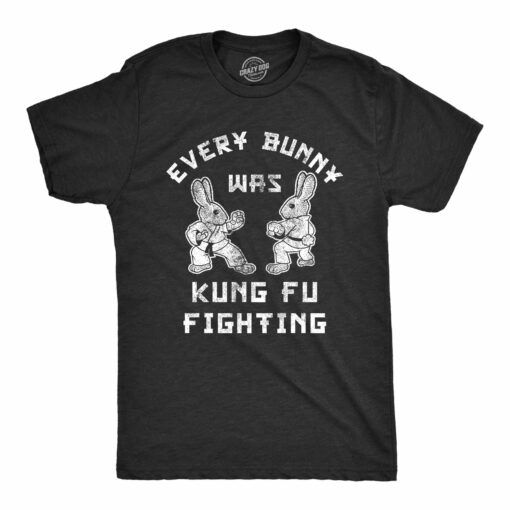 Mens Every Bunny Was Kung Fu Fighting T Shirt Funny Graphic Tee Cool Easter Gift Fun