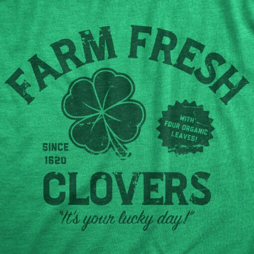 Mens Farm Fresh Clovers T Shirt Funny St Paddys Day Shamrock Ranch Tee For Guys