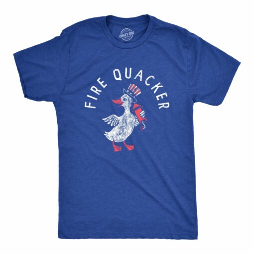 Mens Fire Quacker T Shirt Funny Sarcastic Fourth Of July Party Duck Fireworks Joke Graphic Tee For Guys