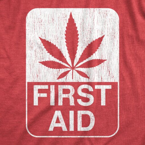 Mens First Aid T shirt Funny 420 Marijuana Pot Leaf Graphic Weed Tee For Stoner