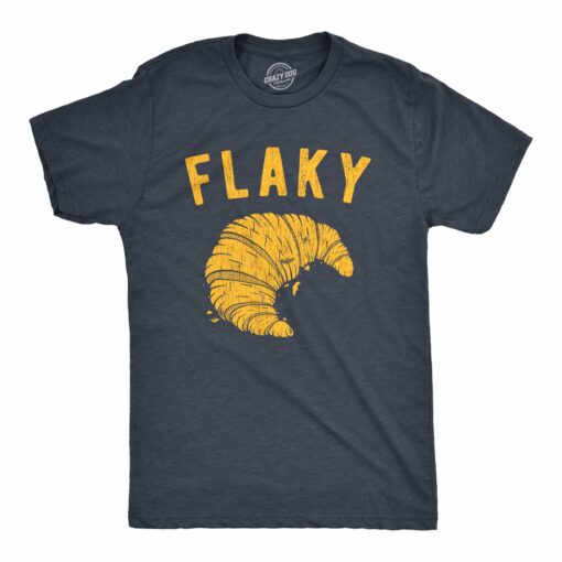 Mens Flaky Tshirt Funny Croissant Crumbs Novelty Food Graphic Tee For Guys