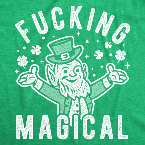 Mens Fucking Magical Leprechaun Tshirt Funny Offensive Saint Patrick’s Day Parade Graphic Novelty Tee For Guys