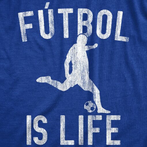 Mens Futbol Is Life Tshirt Funny Football Lovers Novelty Soccer Graphic Tee For Guys