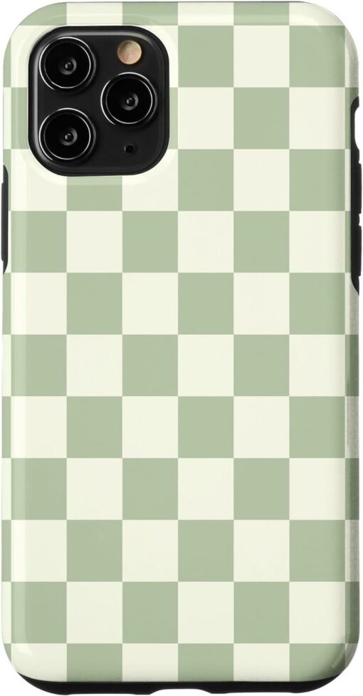 Sage Green Phone Case Classic Checkerboard Light